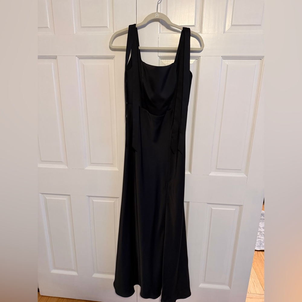 Birdy Grey Alex Dress Matte Satin Black Maxi Medium NWT - Picture 2 of 7